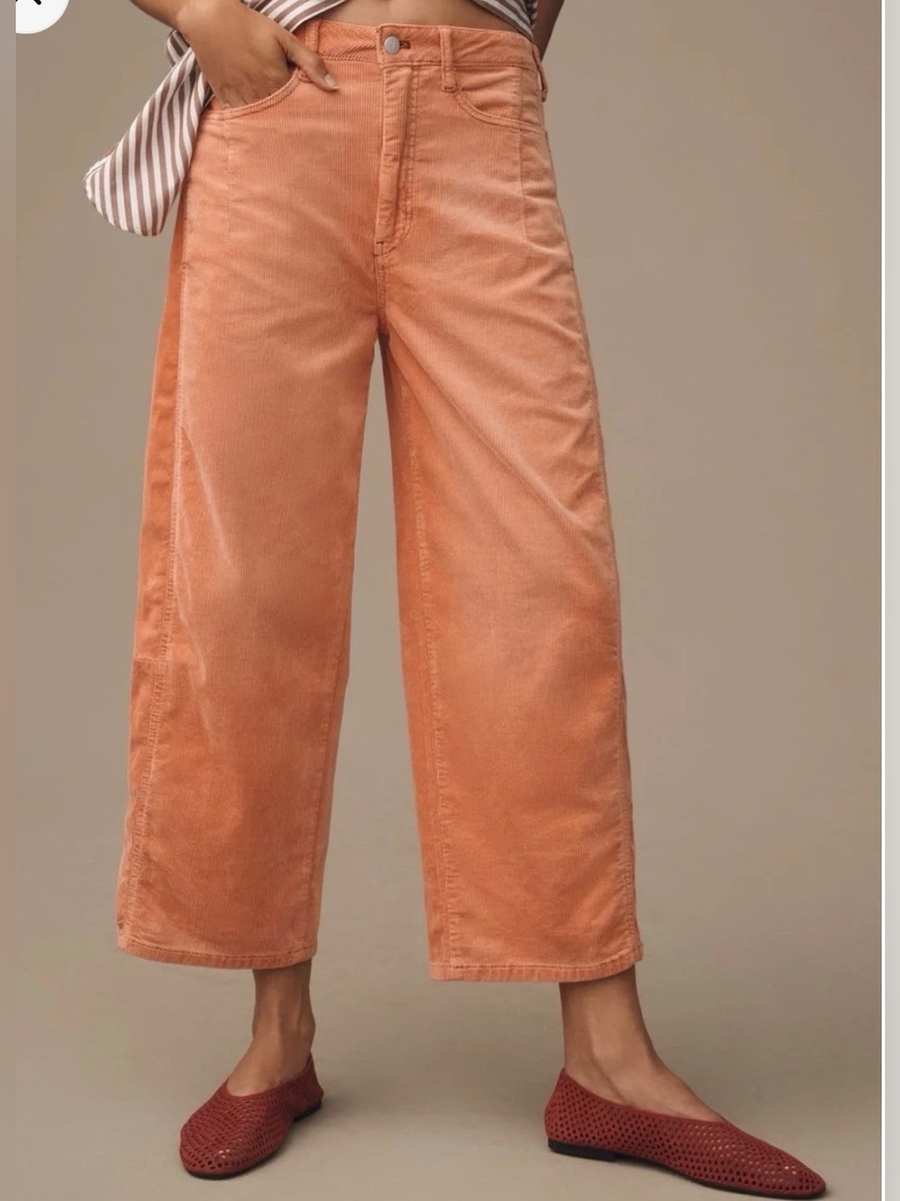 Anthropologie Pilcro Kenna Heritage Barrel Corduroy Jeans Rose Size 27